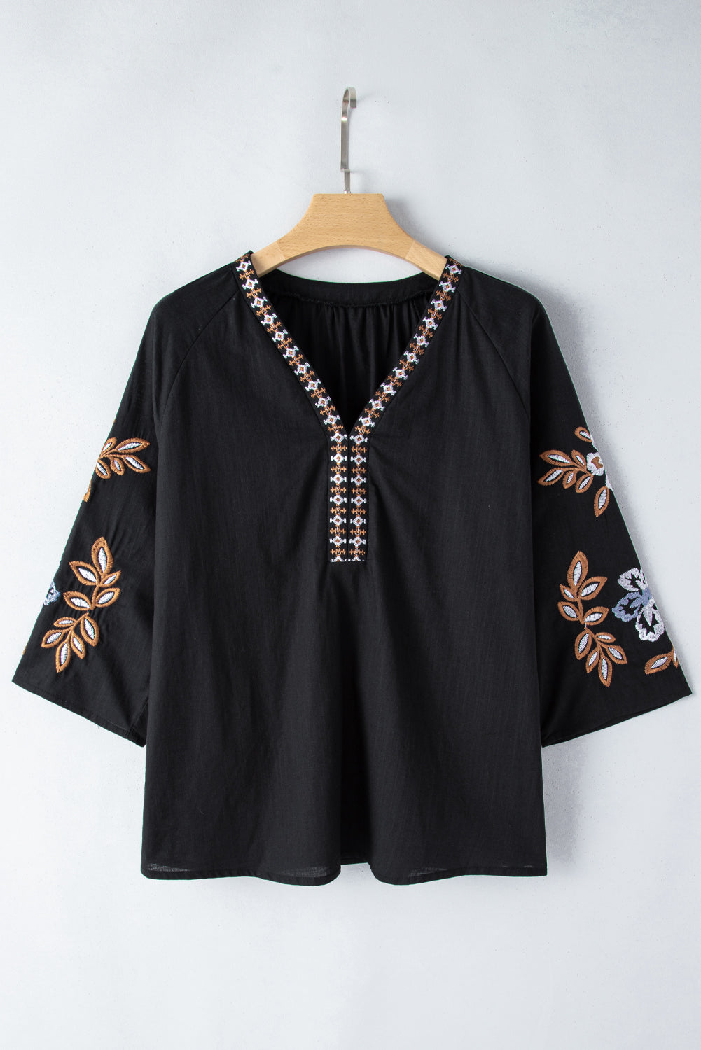 Black Bohemian Blumen -Bluse gegen Nackenbluse