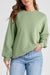 Solid Smoke Green Crew Neck Drop Shoulder Sweatshirt