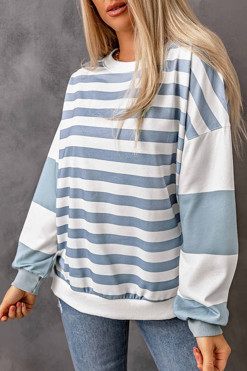 Stripe Drop schultergestreift Pullover Sweatshirt