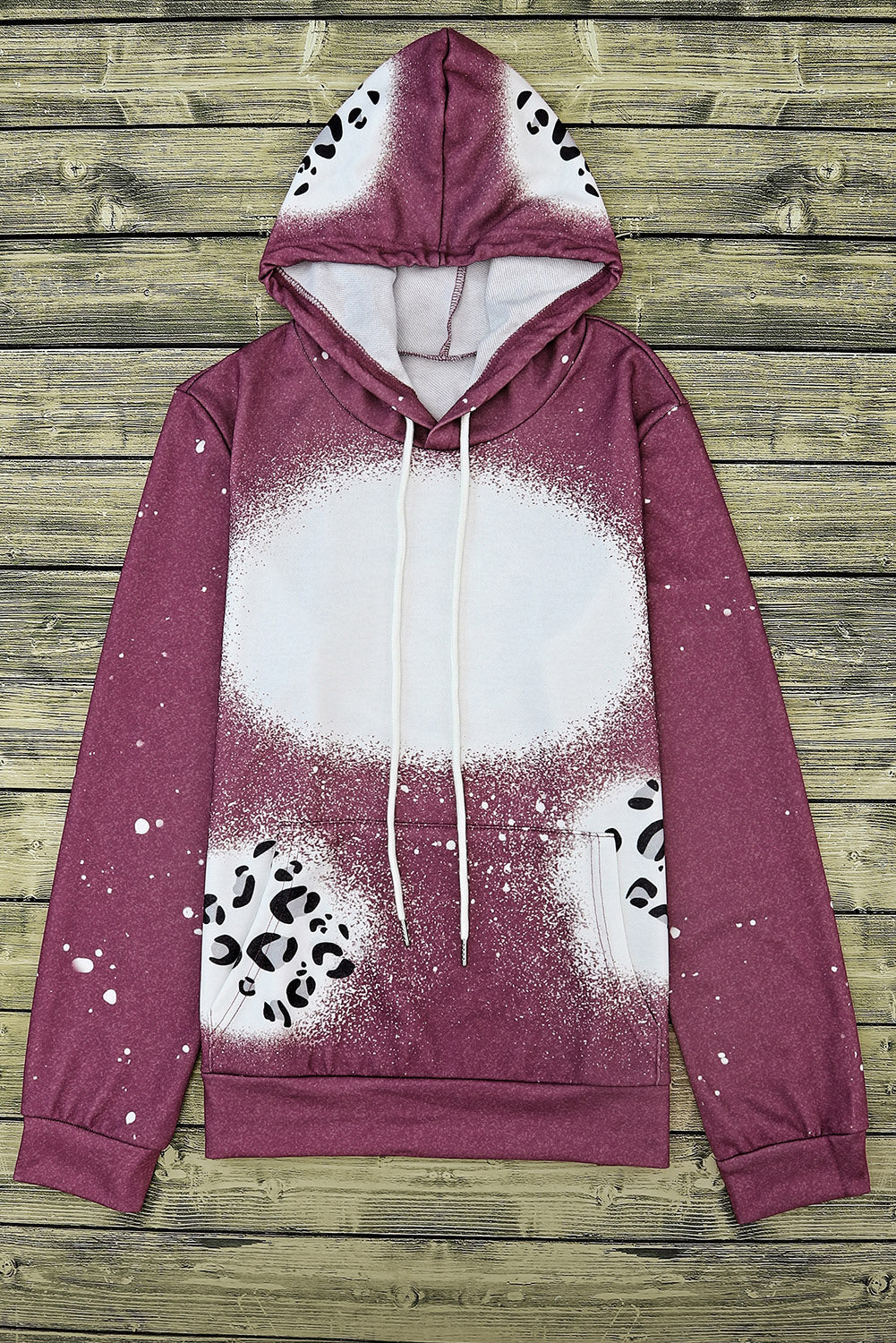 Leopardo Tie Dye Print Kangaroo Pocket Plever Hoodie