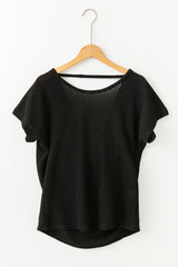 Open-drained black textured t-shirt