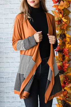 Cardigan ouvert patchwork rayé *