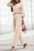 Apricot wide leg jumpsuit with bracelet sleeves