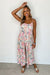 White floral spaghetti strap wide leg jumpsuit