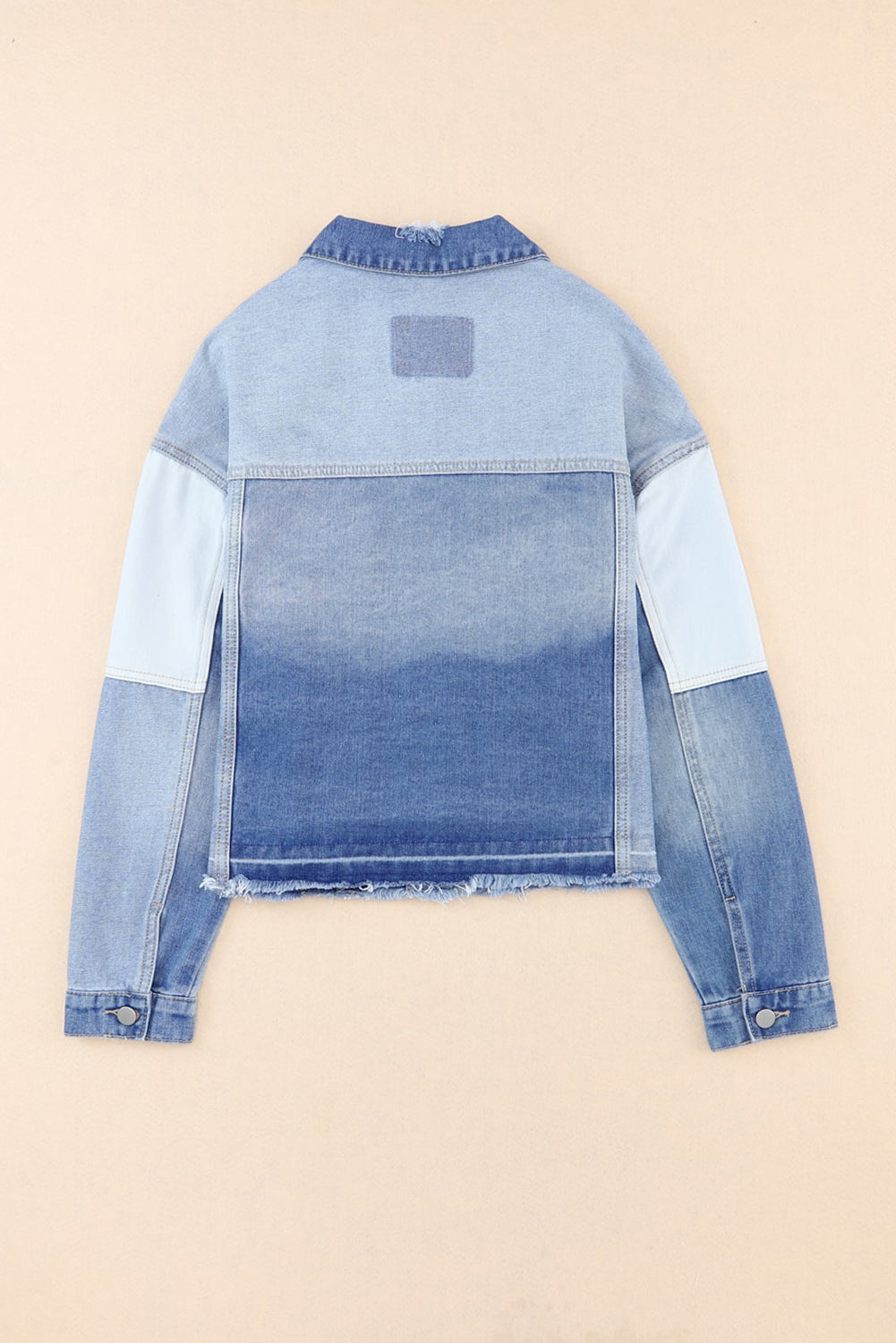 Giacca patchwork in denim a colori blu cielo