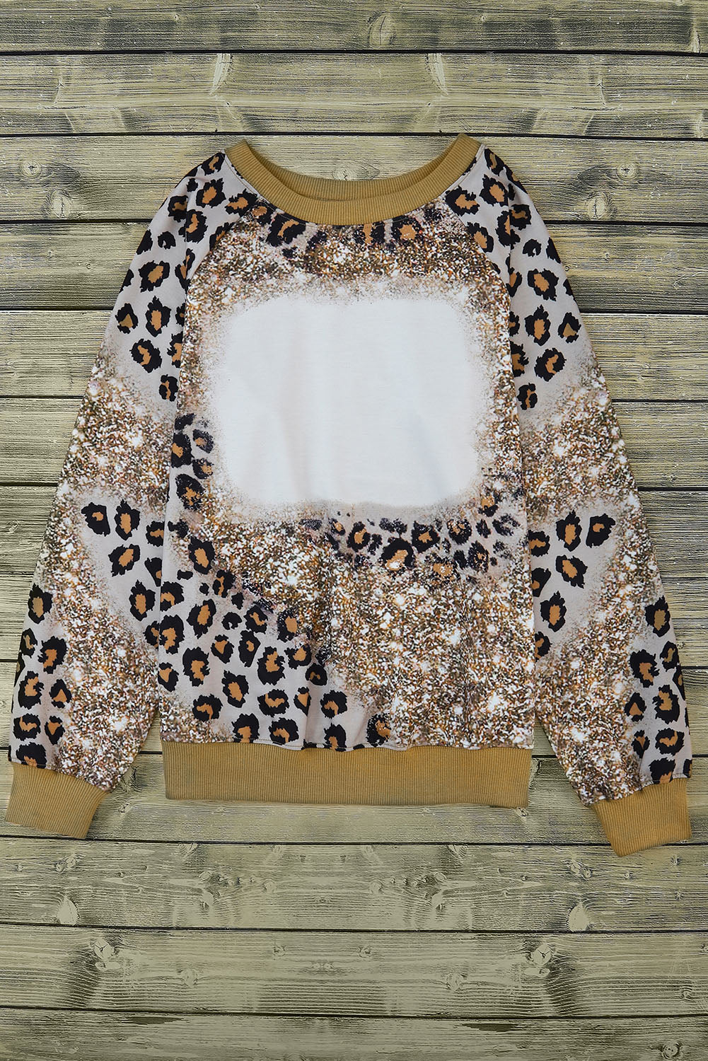 Leopard Print Bleached Long Sleeve Top