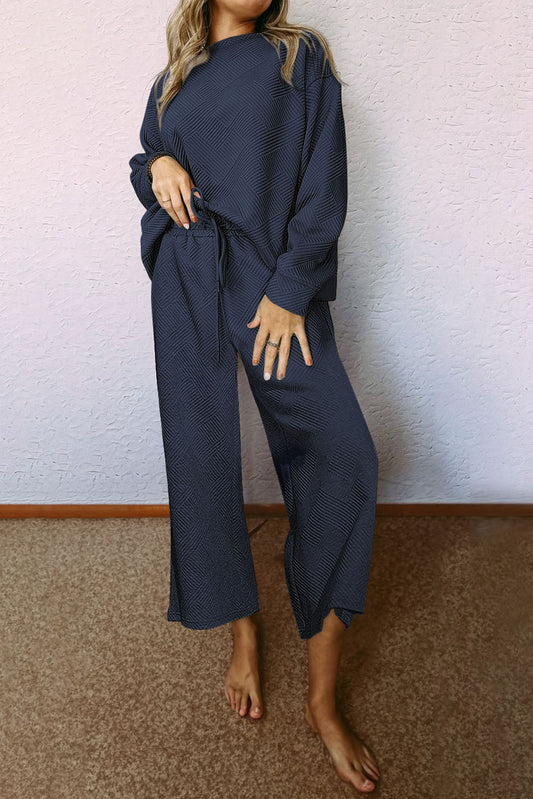 Blu navy ultra sciolto 2 pcs outfit slouchy