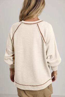 Haut pull beige en tricot texturé *