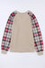 Apricot Plaid Raglan Sleeve Sweatshirt