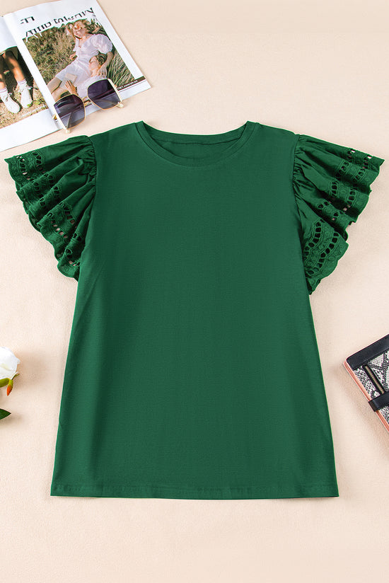 High green with large floating sleeves