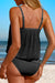 Black tank tank swimsuit in knitted hem with knot