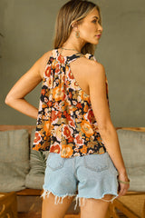 High -sleeved licou -tied collar *