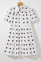 White Babydoll dress with polka dots and sleeve collar *