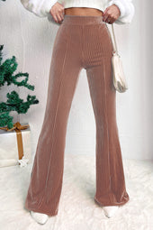 Flared pants in ribbed velvet *