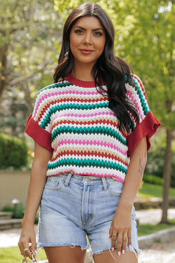 Colored textured sweater with crazy sleeves *