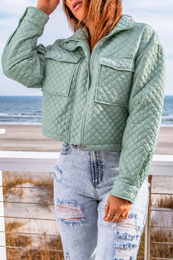 Chaqueta corta Pave verde con bolsillos y cremallera