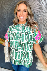 Blackish Green Print High embroidered *