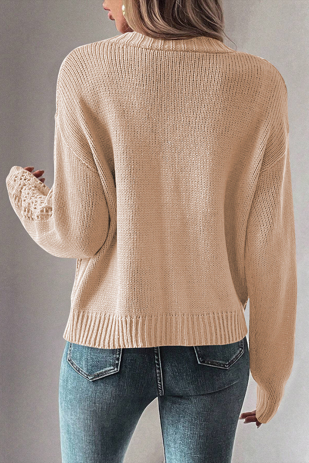 Cardigan pull beige en tricot ouvert à épaules tombantes *-A WOMAN WE LOVE