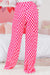 Ensemble pyjama chemise boutonnée à carreaux rose et pantalon taille haute