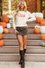 Apricot Boo Knit Pattern Drop Shoulder Ribbed Sweater