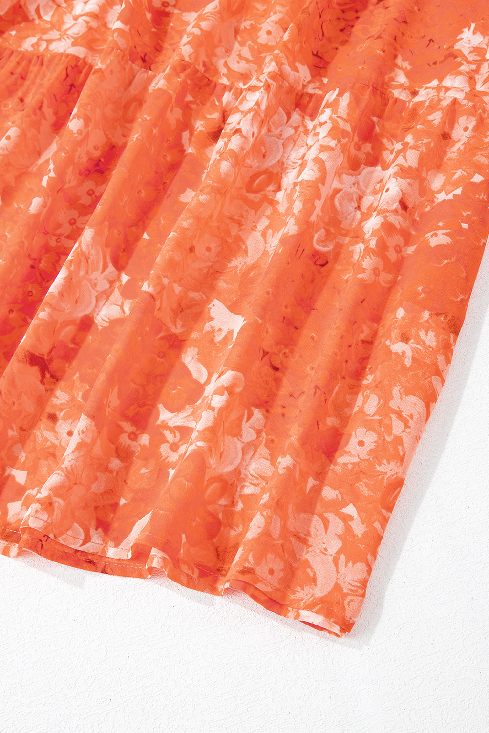 Orange Tiered V-Neck Bishop Sleeve Floral Boho Maxi Dress