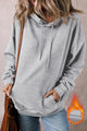 Light Grey Fleece Lined Heavyweight Drawstring Hoodie with Kangaroo Pocket