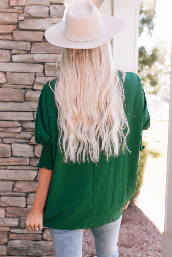 Smocked green top with wrists