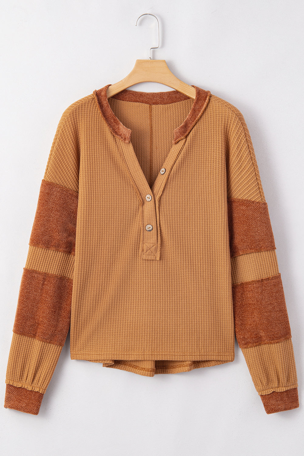 Contrasto arancione rattopparato con la cucitura esposta Waffle Knit Top