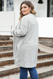 Plus Size Thermal Knitted Pocket Cardigan