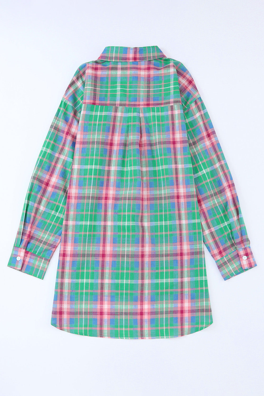 Chemise divisée à manches longues à plaid vert