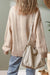 Solid Color Pale Khaki Cable Knit Ribbed Loose Sweater