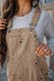 Khaki corduroy overalls with floral print