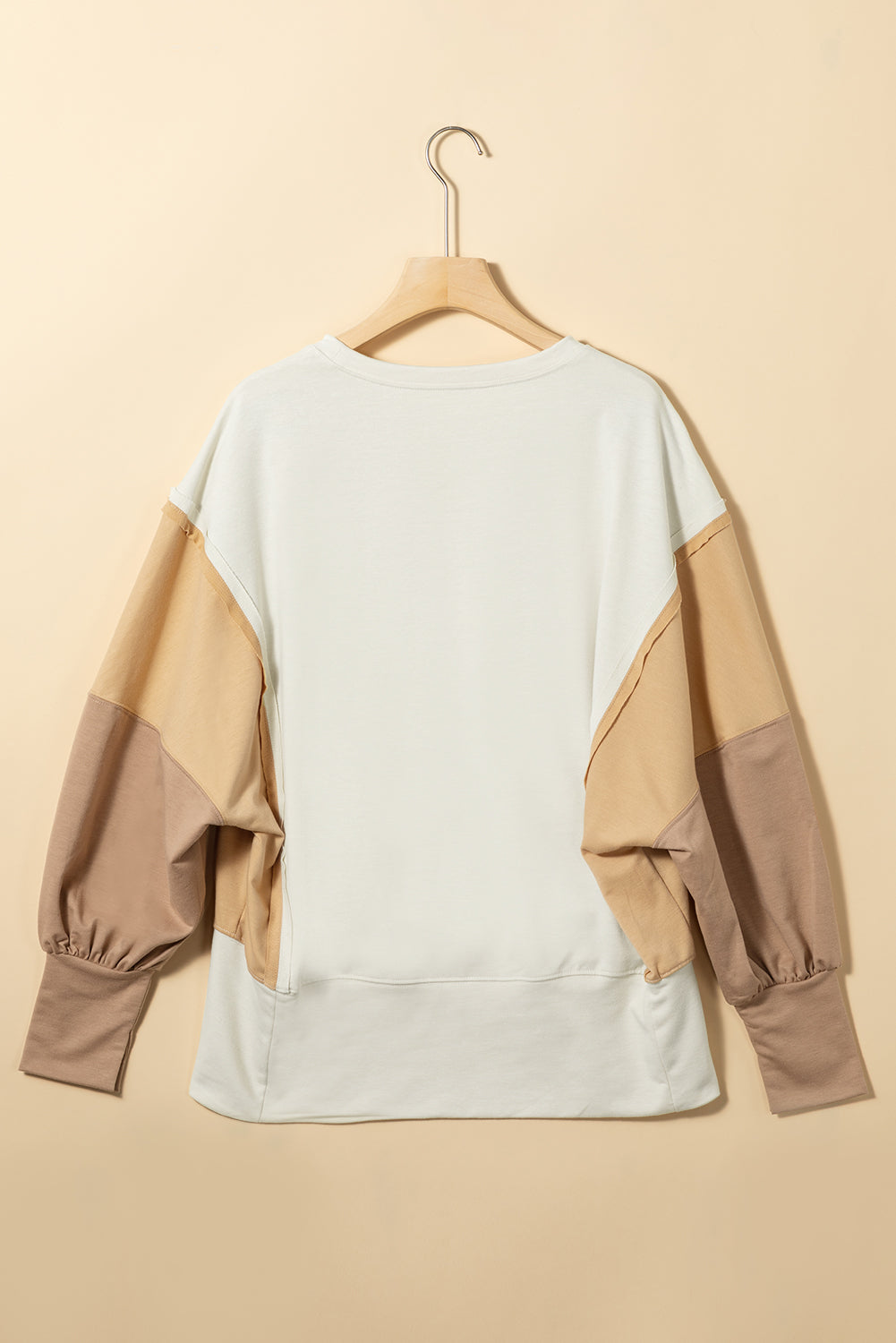 Sweat-shirt oversize kaki à manches color block et patchwork