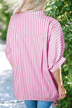 Oversize shirt with pink stripes *