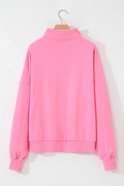 Bonbon high neck zip-up sweatshirt with kangaroo pocket