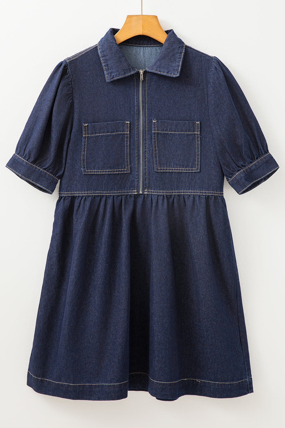 Vestido de mezclilla azul sucio, corpiño con cremallera *