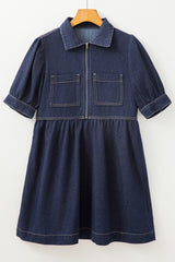 Vestido de mezclilla azul sucio, corpiño con cremallera *