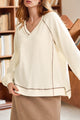 High beige sweater in textured knit *