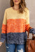 Blue color block mesh texture sweater