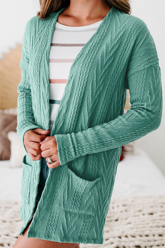 Canton - Open Front Solid Textured Cardigan with Pocket