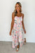 White floral spaghetti strap wide leg jumpsuit