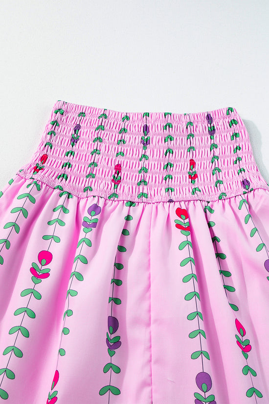 Rose printed long swallowed skirt on several levels