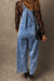 Light Blue Wide Leg Denim Overalls with Buttoned Straps