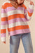 Decreeed sweater with orange stripes and color block with v -collar collar