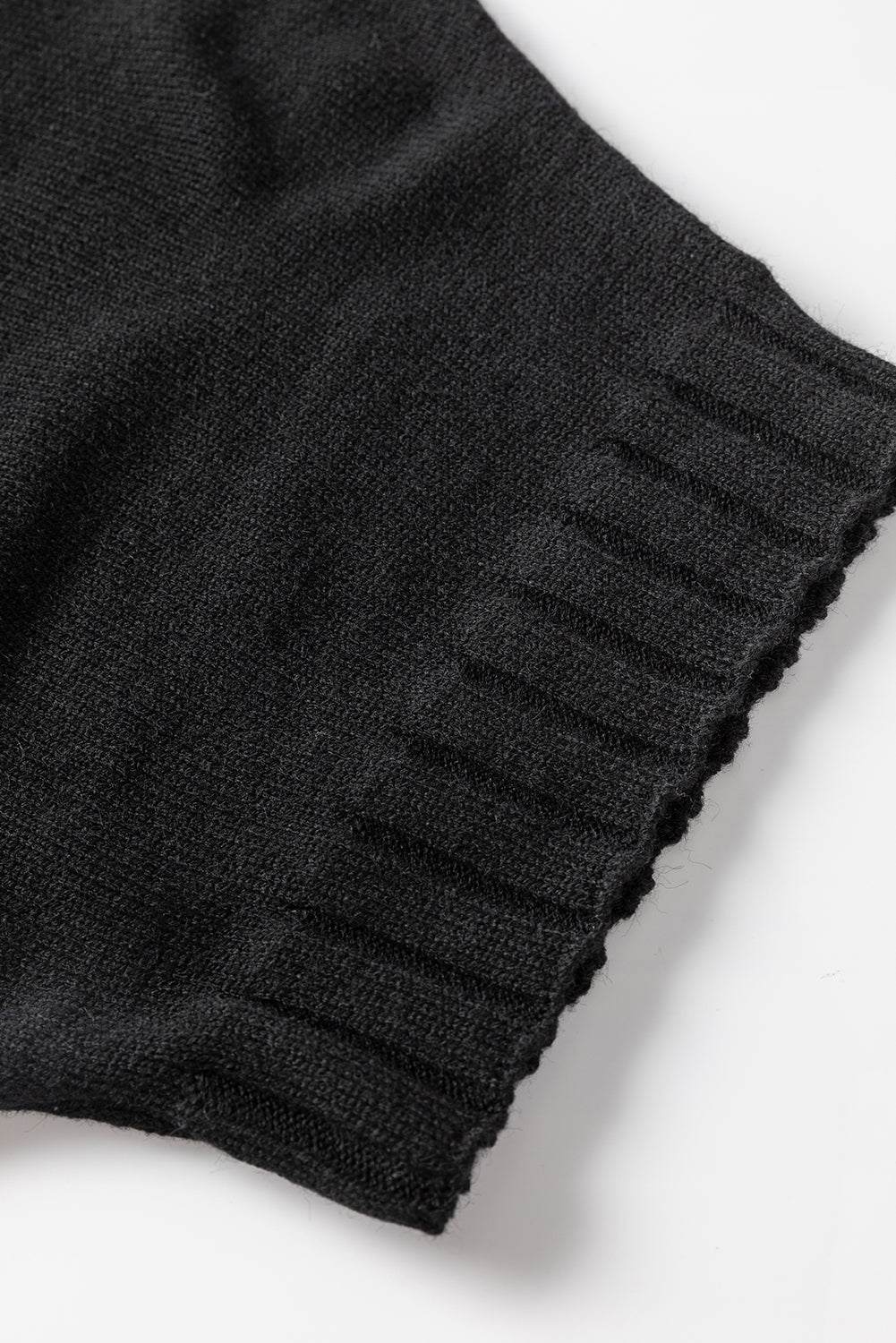 Black Mock Neck Batwing Short Sleeve Knit Sweater