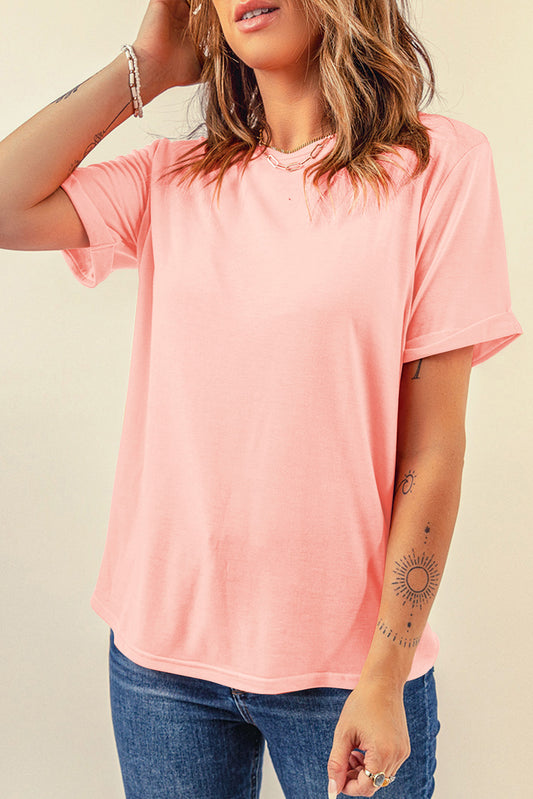 T -tee del collo casual casual rosa