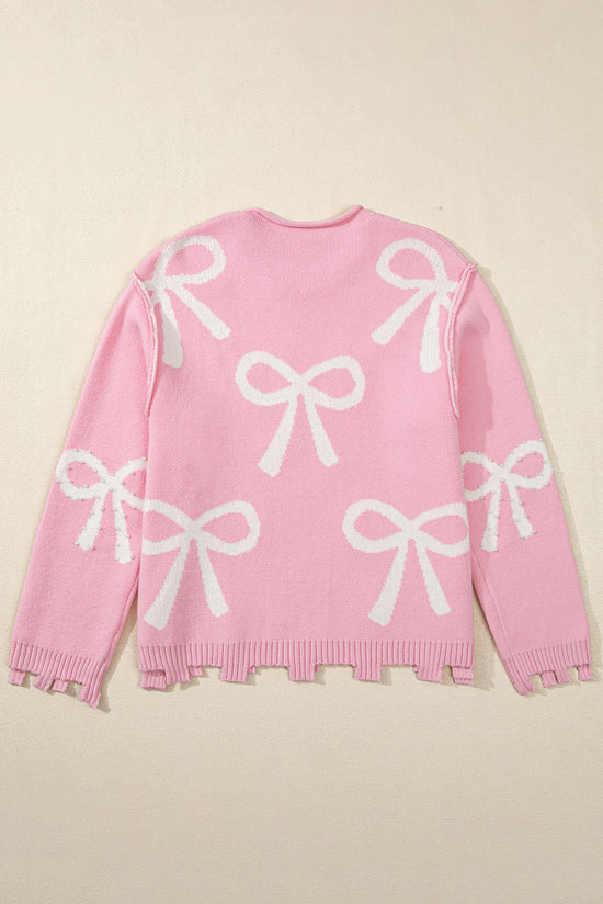 Sweater sweater in distress with pink pearl node pattern