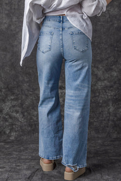 Light blue right jeans High waist aged effect