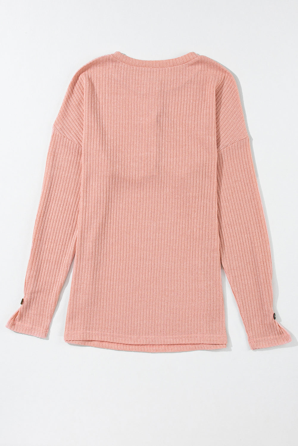 Rose Tan - Haut en tricot Henley texturé côtelé