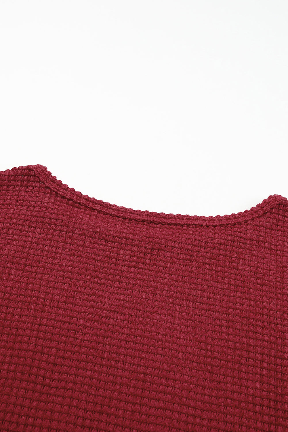 Haut à manches longues en tricot gaufré rouge vif